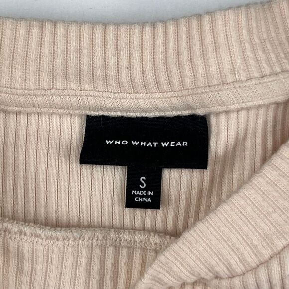 Who What Wear Blouse Small Ribbed Knit Modern Chic Contrast Puff Sleeve Top - Picture 7 of 10